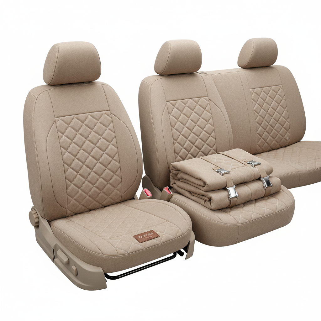 Luxury Quilted Beige Seat Covers