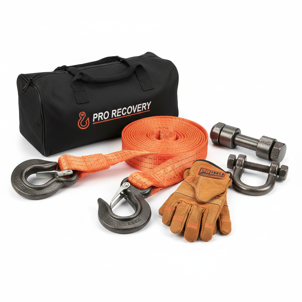 Heavy Duty Car Recovery Tow Strap Kit